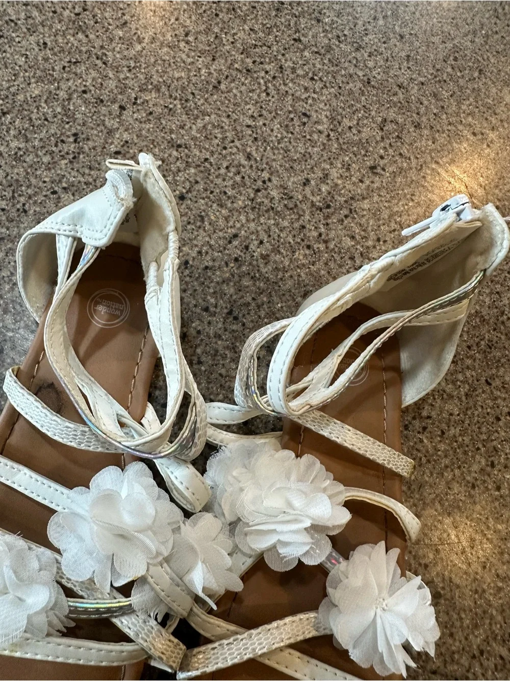 Girls White Floral Gladiator Sandals - Kids Shoes